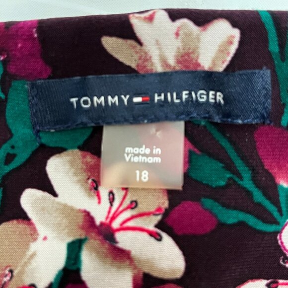 Tommy Hilfiger Women’s Dress Maroon Floral Knee Length Long Sleeve Dress Size 18 - Picture 6 of 7